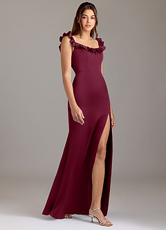Azazie Callie Robes de demoiselle d'honneur Robe Trapèze Convertible en Satin extensible Rayé Mûre image4