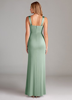 Azazie Denice Bridesmaid Dresses Agave A-Line Pleated Stretch Satin Dress image2