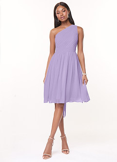Azazie Katrina Bridesmaid Dresses Lilac A-Line One Shoulder Chiffon Dress image1