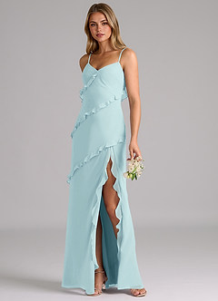 Azazie Nancie Bridesmaid Dresses Sea Glass Mermaid Ruched Chiffon Dress image3