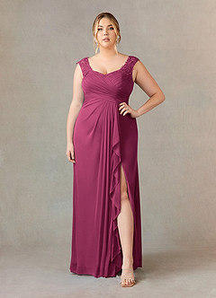 Azazie Edelin Mother of the Bride Dresses Mulberry A-Line Sweetheart Neckline Pleated Mesh Dress image8