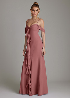 Azazie Karmela Bridesmaid Dresses Amethyst A-Line Off the Shoulder Chiffon Dress image5