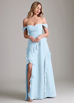 Azazie Sloane Bridesmaid Dresses Sky Blue A-Line Sweetheart Neckline Chiffon Dress image4