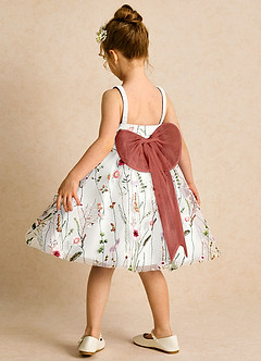 Azazie Peppa Flower Girl Dresses Ivory Terracotta A-Line Sweetheart Neckline Tulle Dress image5