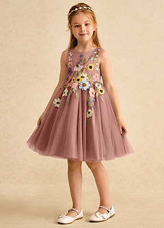 Azazie Prima Flower Girl Dresses Cedar Rose A-Line Bow Tulle Dress image5