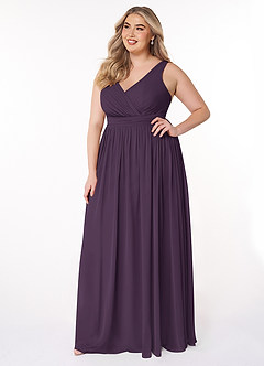 Azazie Kora Bridesmaid Dresses Plum A-Line Pleated Chiffon Dress image3