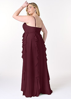 Azazie Peyton Brautjungfernkleider A-Linie Gestreift Chiffon Kleid Cabernetrot image10
