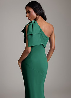 Azazie Yuanna Bridesmaid Dresses Emerald Mermaid One Shoulder Chiffon Dress image7