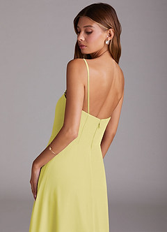 Azazie Wren Bridesmaid Dresses Lemon Sorbet A-Line Side Slit Chiffon Convertible Dress image8