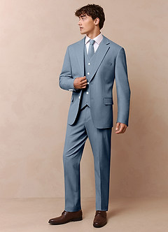 front James Dusty Blue Structured Stretch Dress Pants