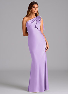 Azazie Yuanna Bridesmaid Dresses Lilac Mermaid One Shoulder Stretch Satin Dress image5