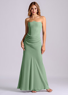 Azazie Debby Bridesmaid Dresses Matcha Mermaid Strapless Chiffon Dress image1