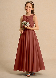 Azazie Ducky Junior Formal Flower Girl Dresses Auburn A-Line Pleated Chiffon Dress image6