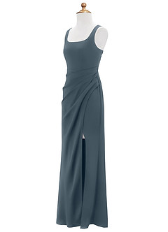 Azazie Mero Junior Vestido de Crepúsculo de Satén Elástico de Sirena con Plisado image7