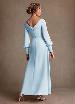 Azazie Paterson Mère de la mariée Robes Robe Trapèze en Mousseline de soie Plissée Bleu Ciel image2
