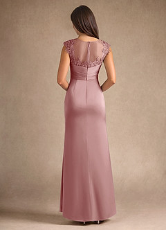 Azazie Santa Barbara Final Sale Agave Sheath Pleated Stretch Satin Dress image3