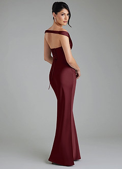 Azazie Stella Bridesmaid Dresses Cabernet Sheath Corset Stretch Satin Convertible Dress image2