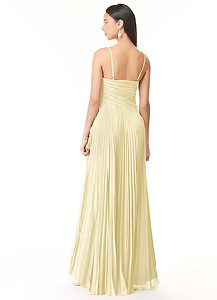 Azazie Vini Jurken voor bruidsmeisjes Jurk van Chiffon met A-Lijn V-hals geplooid Citroensorbet image2