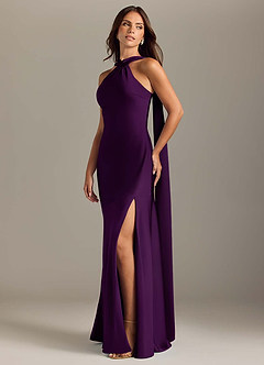 Azazie Kinsley Robes de demoiselle d'honneur Robe Sirène en Satin extensible Fente Latérale Grain De Raisin image3