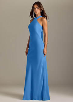 Azazie Doretta Bridesmaid Dresses Blue Jay Mermaid Pleated Chiffon Dress image4