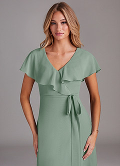 Azazie Lainey Bridesmaid Dresses Silver Sage A-Line with Pockets Chiffon Dress image12