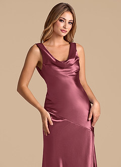 Azazie Rylina 신부 들러리 드레스 인어 메탈릭 새틴 바닥 길이 드레스 image7