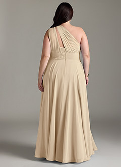 Azazie Charlize Bridesmaid Dresses Champagne A-Line One Shoulder Chiffon Dress image8