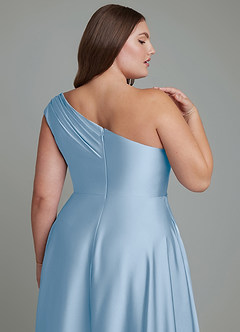 Azazie Melanie Brudtärnklänningar Klänning av A-linje i Stretch Satin Off the shoulder Puderblå image13