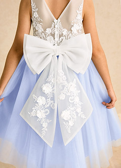 Azazie Lina Flower Girl Dresses Ivory Lavender Ball-Gown Lace Dress image7