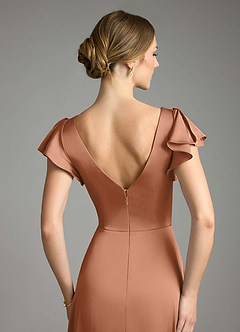 Azazie Omari Bridesmaid Dresses Bronzer A-Line Stretch Satin Dress image7