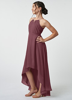 Azazie Oaklynn Junior Sangria A-Line Pleated Chiffon Dress image4