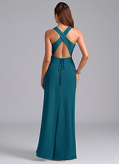 Azazie Evadne Bridesmaid Dresses Ink Blue A-Line Pleated Chiffon Dress image7