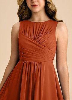 Azazie Skyla Junior Burnt Orange A-Line Pleated Chiffon Dress image7