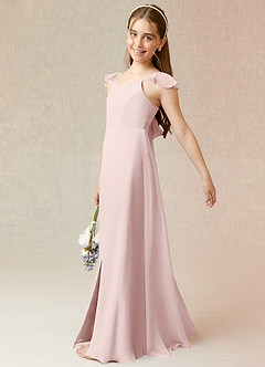 Azazie Everett Junior Blushing Pink A-Line Chiffon Dress image3