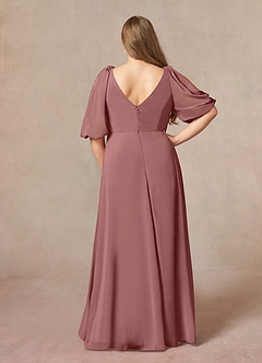 Azazie Bronwyn Kleider für die Brautmutter A-Linie V-Hals Gerüscht Chiffon Kleid Wüstenrose image7