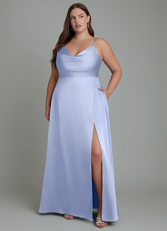 Azazie Sarella Brautjungfernkleider A-Linie Plissee Stretch-Satin Kleid Eis image10