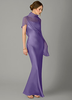 Azazie Jaleesa Vestidos de damas de honor Vestido Tahití de Satén Elástico de Línea A con Cuello alto image3