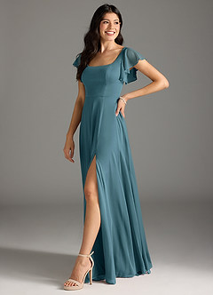 Azazie Bondi Bridesmaid Dresses Bermuda A-Line Ruched Mesh Dress image5