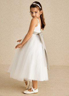 Azazie Lea Flower Girl Dresses Frost A-Line Spaghetti Strap Tulle Dress image4