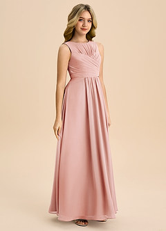 Azazie Skyla Junior Rosette A-Line Pleated Chiffon Dress image4