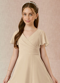 Azazie Induh Junior Klänning av A-Line i Chiffong Ruched image4