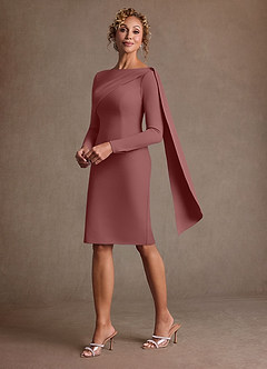 Azazie Merian Suknie dla Matki Panny Młodej Kolumna Pofałdowany Rozciągliwy Krep Długość do kolan Sukienka image1