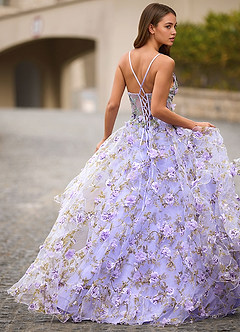 Elara Light Purple 3D Floral Prom Dress image8