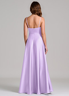 Azazie Amani Bridesmaid Dresses Lilac A-Line Pleated Stretch Satin Dress image5