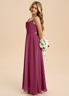 Azazie Shale Junior Mulberry A-Line Bow Chiffon Dress image2