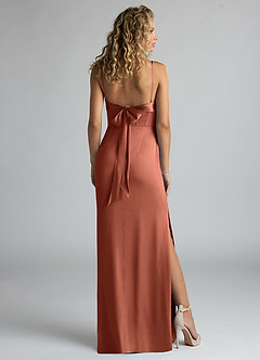 Azazie Mai Brautjungfernkleider Etui Plissee Stretch-Satin Kleid Lehm image2