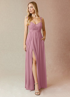 Azazie Reniya Final Sale Vintage Mauve A-Line Sweetheart Neckline Mesh Convertible Dress image1