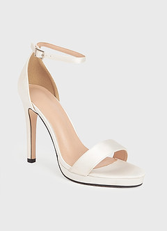 front Satin Platform Ankle Strap Stiletto Heels
