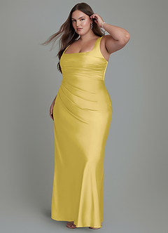 Azazie Agustina Bridesmaid Dresses Canary Mermaid Corset Stretch Satin Dress image10
