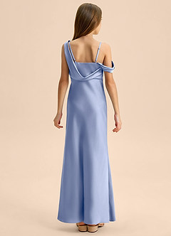 Azazie Madelyn Junior Abito Tubino in Raso Elasticizzato a Spalla Scoperta Ghiaccio image2